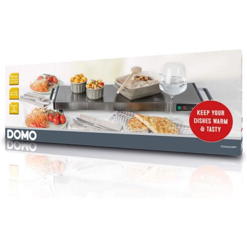  Domo Elektrische Edelstahl Warmhalteplatte 60x20cm kabellos, 60Min. Warmhaltefunktion - 1200 Watt