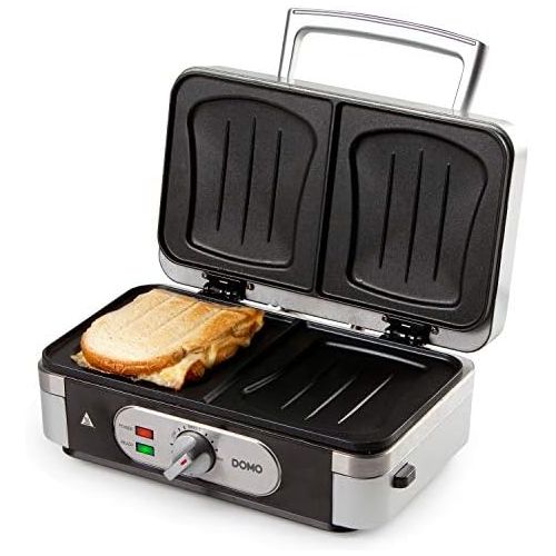  Domo DO9136C 3 in 1 Sandwich Toaster, 1 Litre, Silver, Black