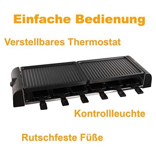  Domoclip Grosser Raclette Grill Grillplatte Tischgrill Elektrogrill 12 Personen 2 Grillplatten (12 Pfannchen, 1800 Watt, Antihaft-Beschichtung, Party-Grill)