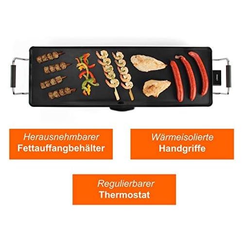  Domoclip Teppan Yaki Grill XXL Tischgrill Elektrogrill Fettauffangbehalter 90 x 23 cm (Japanischer Grill, Starke 1800 Watt, Grosse Grillflache, Gesundes Grillen)