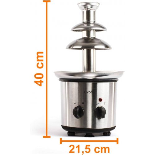  Domoclip Edelstahl Schokoladenbrunnen Elektrisch Schokobrunnen Schokoladen Fontane 1000 g Schokolade 320 Watt (Extra Glatte Kaskaden, Dippen Diverser Fruechte und Geback, Tiefe Auffangschale