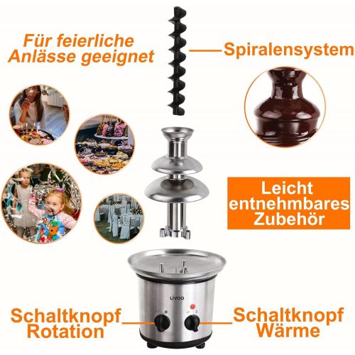  Domoclip Edelstahl Schokoladenbrunnen Elektrisch Schokobrunnen Schokoladen Fontane 1000 g Schokolade 320 Watt (Extra Glatte Kaskaden, Dippen Diverser Fruechte und Geback, Tiefe Auffangschale