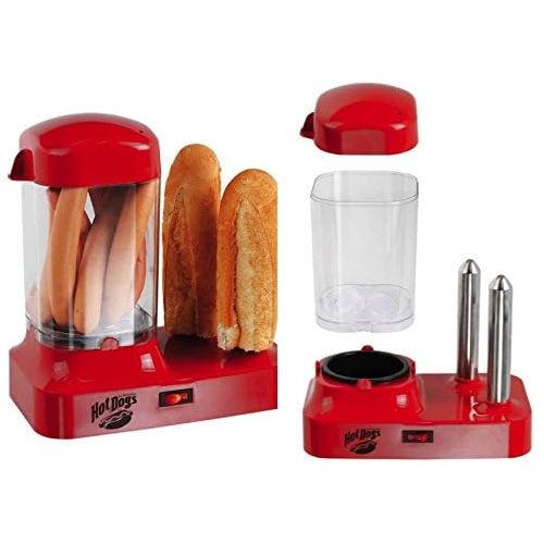  Domoclip Hot Dog Maker Hotdog Maschine Behalter fuer 8 Wuerstchen Warmer (Broetchen und Wurst, Dampfgarer, Hotdogmaschine Rot)