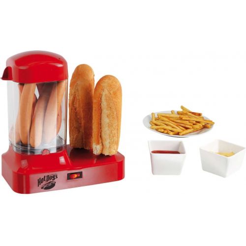  Domoclip Hot Dog Maker Hotdog Maschine Behalter fuer 8 Wuerstchen Warmer (Broetchen und Wurst, Dampfgarer, Hotdogmaschine Rot)