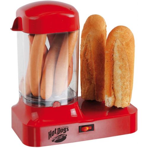  Domoclip Hot Dog Maker Hotdog Maschine Behalter fuer 8 Wuerstchen Warmer (Broetchen und Wurst, Dampfgarer, Hotdogmaschine Rot)