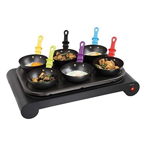  [아마존베스트]DomoClip Crepemaker Wok Electric Grill for 6 People Table Grill Non-Stick Coating (Baking Plate for Pancakes, Colourful Pans, 1000 Watt)