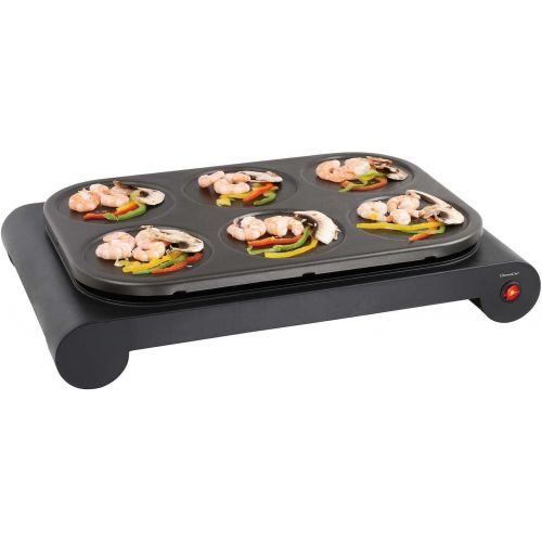  [아마존베스트]DomoClip Crepemaker Wok Electric Grill for 6 People Table Grill Non-Stick Coating (Baking Plate for Pancakes, Colourful Pans, 1000 Watt)