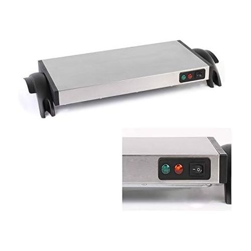  [아마존베스트]DomoClip Electric Wireless Warming Plate 20 x 40 cm (Stainless Steel, 600 Watt, Buffet Heater, Removable Power Cord)