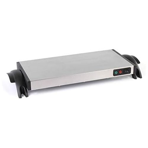  [아마존베스트]DomoClip Electric Wireless Warming Plate 20 x 40 cm (Stainless Steel, 600 Watt, Buffet Heater, Removable Power Cord)