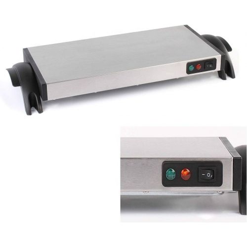  [아마존베스트]DomoClip Electric Wireless Warming Plate 20 x 40 cm (Stainless Steel, 600 Watt, Buffet Heater, Removable Power Cord)