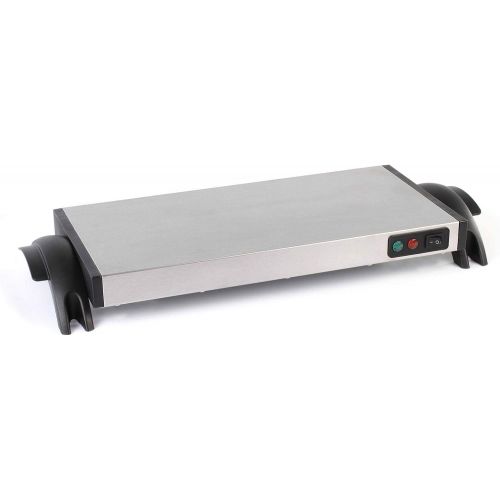  [아마존베스트]DomoClip Electric Wireless Warming Plate 20 x 40 cm (Stainless Steel, 600 Watt, Buffet Heater, Removable Power Cord)