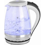 Domoclip Wasserkocher Glas 1,5 Liter Kabellos Anti-Kalkfilter 2200 Watt Beleuchtung Wasserstandsanzeige Edelstahl Basis (UEberhitzungsschutz, Automatische Abschaltung, Sicherheitsklappdeckel