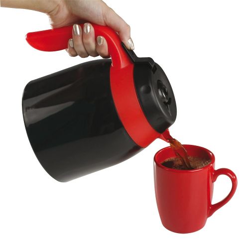  Domoclip DOD129Kaffeemaschine, elektrische, mit Thermoskanne, schwarz und rot, 1Liter, 800