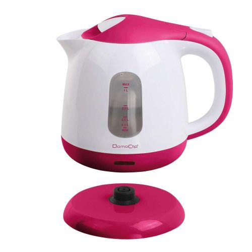  Domoclip Wasserkocher 1 Liter Kabellos Herausnehmbarer Kalkfilter 1100 Watt (Automatische Abschaltung, Wasserstandanzeige, Pink Weiss)