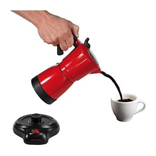  Domoclip Elektrischer Espressokocher 300 ml in rot Aluminium (Mokka-Kocher, kabellos, Warmhaltefunktion, Espresso-Bereiter, Kaffee-Bereiter, 480 Watt)