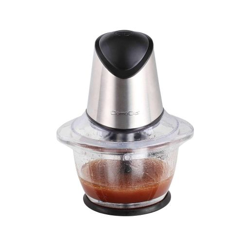  Domoclip Edelstahl Multi Zerkleinerer Ice-Crusher Edelstahl Doppelmesser Mixer Zerhacker (Zwiebel-Haecksler, 1 Liter Schuessel, Glas, 260 Watt, Schwarz)