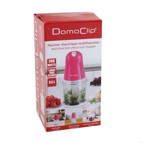  Domoclip Elektrischer Multi Zerkleinerer Edelstahl Doppelmesser Mixer Zerhacker Ruehrer Krauter (Turbo-Taste, Zwiebel-Hacksler, 0,5 Liter Schuessel, 260 Watt, Pink)