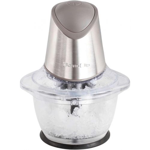  Domoclip Elektrischer Multi Zerkleinerer Edelstahl Doppelmesser Mixer Zerhacker Ruehrer Krauter (Eiscrusher, Zwiebel-Hacksler, 1 Liter Schuessel, Glas, 300 Watt, Grau)