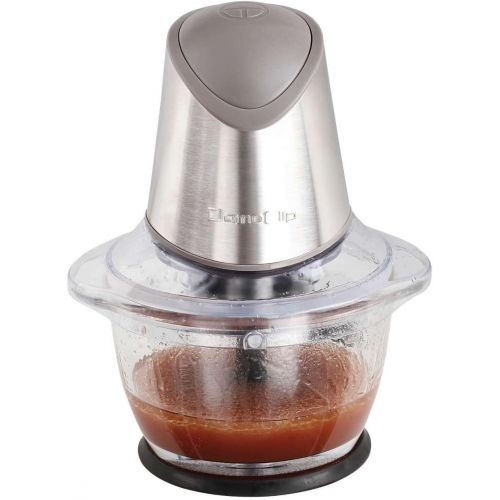  Domoclip Elektrischer Multi Zerkleinerer Edelstahl Doppelmesser Mixer Zerhacker Ruehrer Krauter (Eiscrusher, Zwiebel-Hacksler, 1 Liter Schuessel, Glas, 300 Watt, Grau)