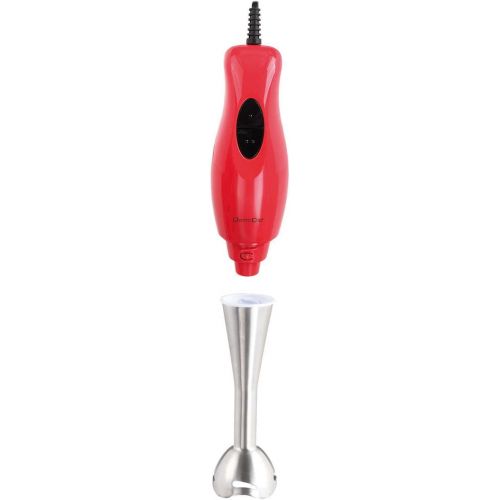  Domoclip Stabmixer Edelstahl Puerierstab 300 Watt Hand-Mixer (Zerkleinerer, Mixstab, Turbofunktion, Abnehmbarer Fuss, Rot)