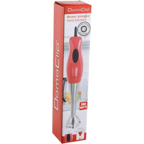  Domoclip Stabmixer Edelstahl Puerierstab 300 Watt Hand-Mixer (Zerkleinerer, Mixstab, Turbofunktion, Abnehmbarer Fuss, Rot)