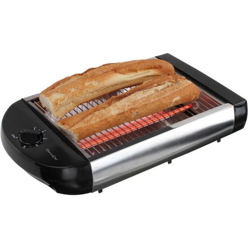  Domoclip Flachtoaster Brotroester Tischroester Edelstahl Toaster Kruemelschublade Broetchen Roester (Quarz Heizelement, Thermostat, Grill, 600 Watt, Automatische Abschaltung)