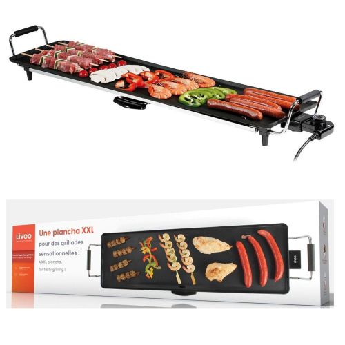  Domoclip Teppan Yaki Grill XXL Table Grill Electric Grill Grease Catcher 90 x 23 cm Japanese Grill Strong 1800 Watt Large Grill Surface Healthy Grilling