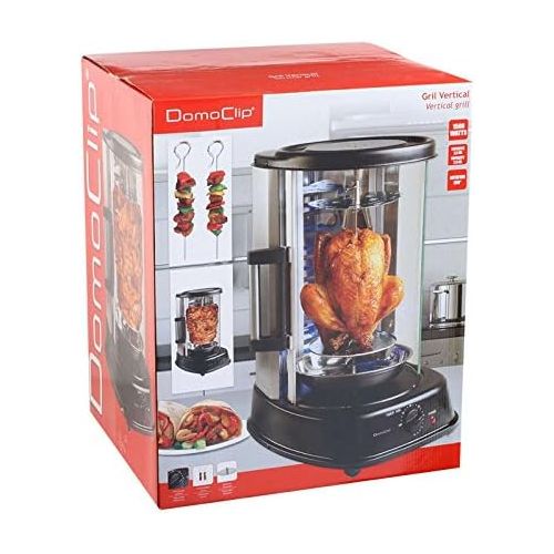  Domoclip Hahnchengrill mit Drehspiess Doenergrill fuer Zuhause Drehgrill 1500 Watt (Multigrill, Schaschlikspiesse, Edelstahl, Rotisserie)