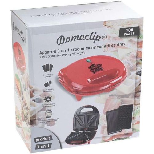  Domoclip 3in1 Doppel Waffeleisen Sandwichmaker Kontaktgrill Austauschbare Backflachen Elektrogrill (Tischgrill, Sandwichtoaster, 2 Belgische Waffeln, Panini Maker, Antihaftbeschichtung)