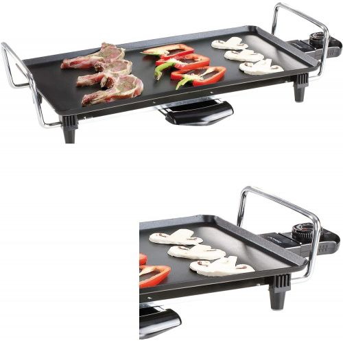  Domoclip Teppanyaki Grill mit starken 2000 Watt Elektrogrill (Japanischer Grill, Tischgrill, Fettauffangbehalter, Grillplatte 40 x 23 cm)