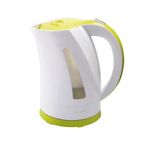  Domoclip Kabelloser Wasserkocher 1,7 Liter in weiss-gruen (Edelstahl-Heizelement, Wasserkessel, starke 2200 Watt, Wasserstandsanzeige, herausnehmbarer Filter)