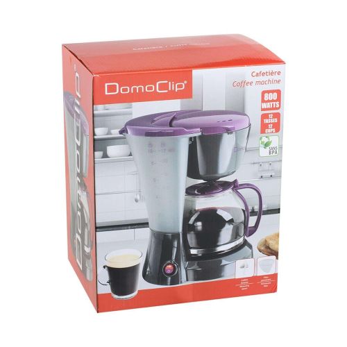  Domoclip Kaffeemaschine mit Glaskanne 1,5 Liter (Kaffeeautomat fuer ca. 12 Tassen, Warmhalteplatte, 800 Watt, schwarz-lila)