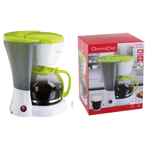  Domoclip Kaffeemaschine mit Glaskanne 1,5 Liter (Kaffeeautomat fuer ca. 12 Tassen, Warmhalteplatte, 800 Watt, weiss-gruen)