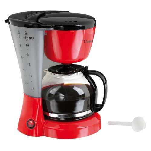  Domoclip Kaffeemaschine mit Glaskanne 1,5 Liter (Kaffeeautomat fuer ca. 12 Tassen, Warmhalteplatte, 800 Watt, rot-schwarz)