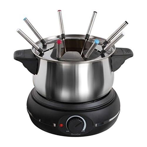  Domoclip Fondue Elektronisch Edelstahl Fondueset fuer 8 Personen 1500 Watt (Kasefondue, Schokoladenfondue, Fonduetopf 1,2 Liter, 8 Fonduegabeln)