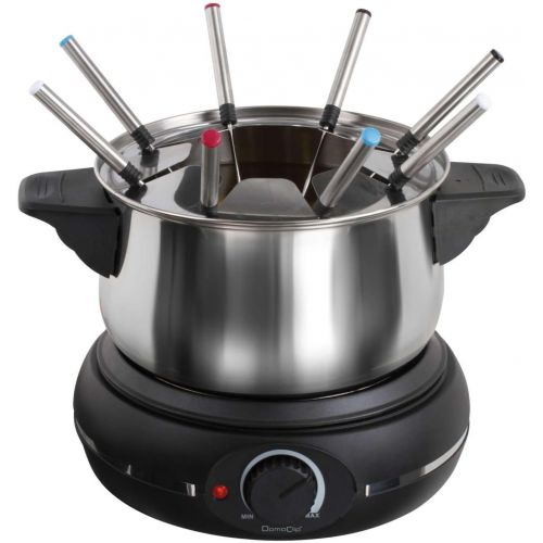  Domoclip Fondue Elektronisch Edelstahl Fondueset fuer 8 Personen 1500 Watt (Kasefondue, Schokoladenfondue, Fonduetopf 1,2 Liter, 8 Fonduegabeln)