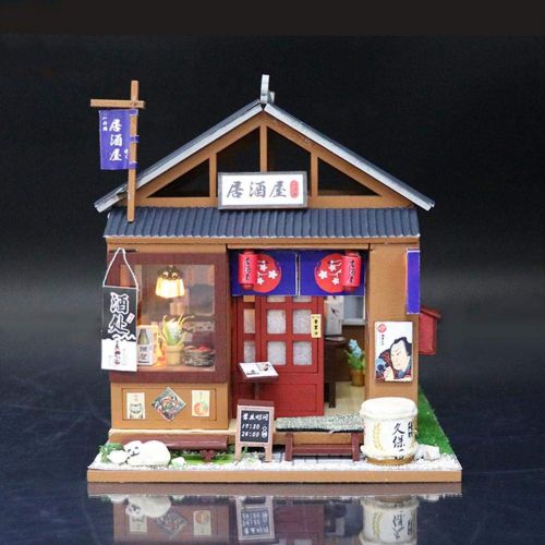  Domybestshop Domybest DIY Wooden Dolls House Handcraft Miniature Kit, House Model Furniture Building Blocks Gift Toys (China Style Town)