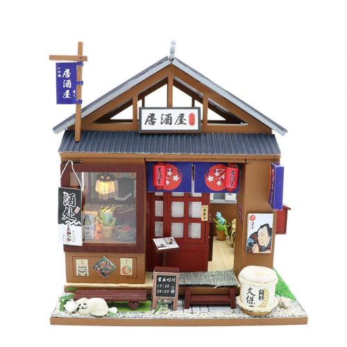  Domybestshop Domybest DIY Wooden Dolls House Handcraft Miniature Kit, House Model Furniture Building Blocks Gift Toys (China Style Town)