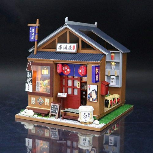  Domybestshop Domybest DIY Wooden Dolls House Handcraft Miniature Kit, House Model Furniture Building Blocks Gift Toys (China Style Town)