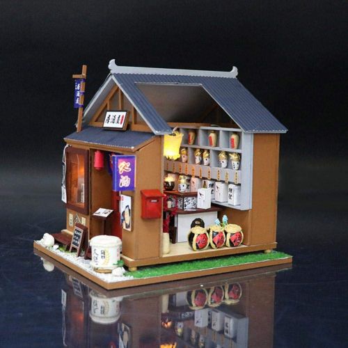  Domybestshop Domybest DIY Wooden Dolls House Handcraft Miniature Kit, House Model Furniture Building Blocks Gift Toys (China Style Town)