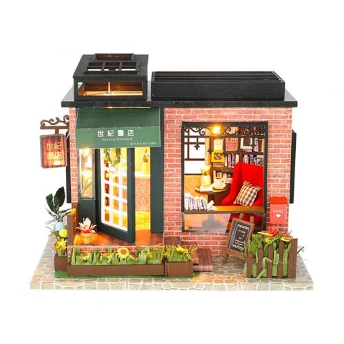  Domybestshop Domybest DIY Wooden Dolls House Handcraft Miniature Kit, House Model Furniture Building Blocks Gift Toys (China Style Town)