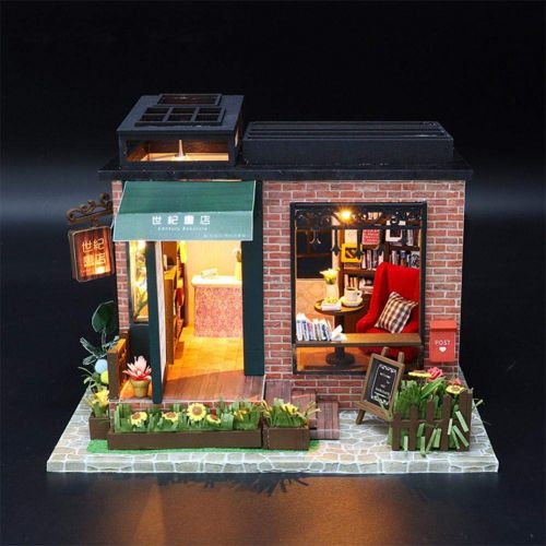  Domybestshop Domybest DIY Wooden Dolls House Handcraft Miniature Kit, House Model Furniture Building Blocks Gift Toys (China Style Town)