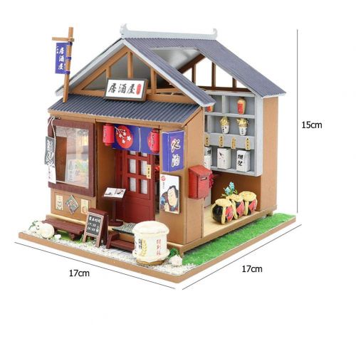  Domybestshop Domybest DIY Wooden Dolls House Handcraft Miniature Kit, House Model Furniture Building Blocks Gift Toys (China Style Town)