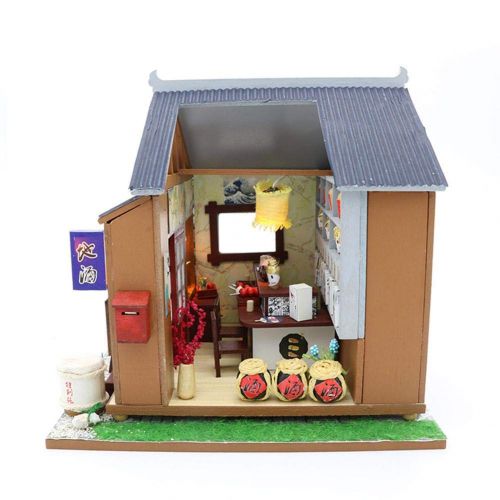  Domybestshop Domybest DIY Wooden Dolls House Handcraft Miniature Kit, House Model Furniture Building Blocks Gift Toys (China Style Town)