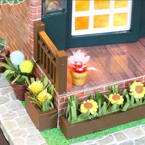  Domybestshop Domybest DIY Wooden Dolls House Handcraft Miniature Kit, House Model Furniture Building Blocks Gift Toys (China Style Town)