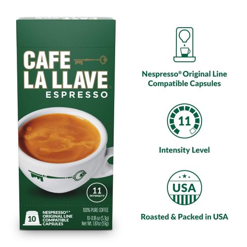  Don Franciscos Cafe La Llave Espresso Capsules, Intensity 11 (80 Pods) Compatible with Nespresso OriginalLine Machines, Single Cup Coffee