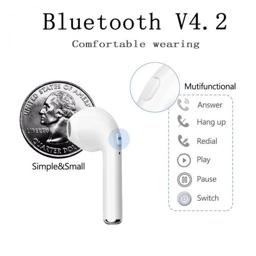  DonHM Bluetooth Headphones,Microphone HD Wireless Earphone in-Ear Sports Mini with Charging bin Earphones Headset,Wireless Earbuds for PC, iOS All Smartphones