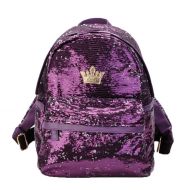 Donalworld Women Sequin Backpack Bling Paillette Glitter School Bag M Purple