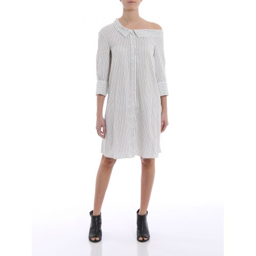  Dondup Silk blend one shoulder shirt dress