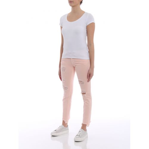  Dondup Monroe pink destroyed crop jeans